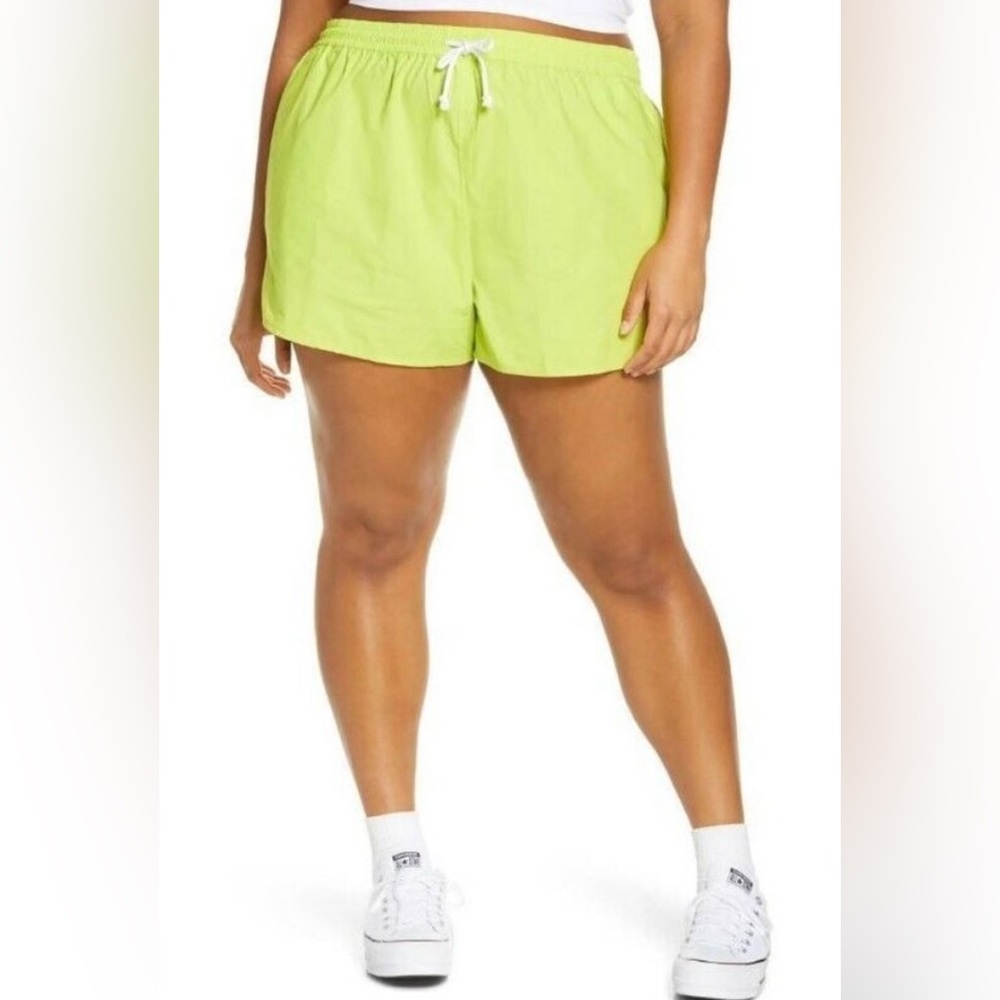 NWT bp. Cotton Drawstring Sport Shorts in Bright Green Prairie - Picture 2 of 5